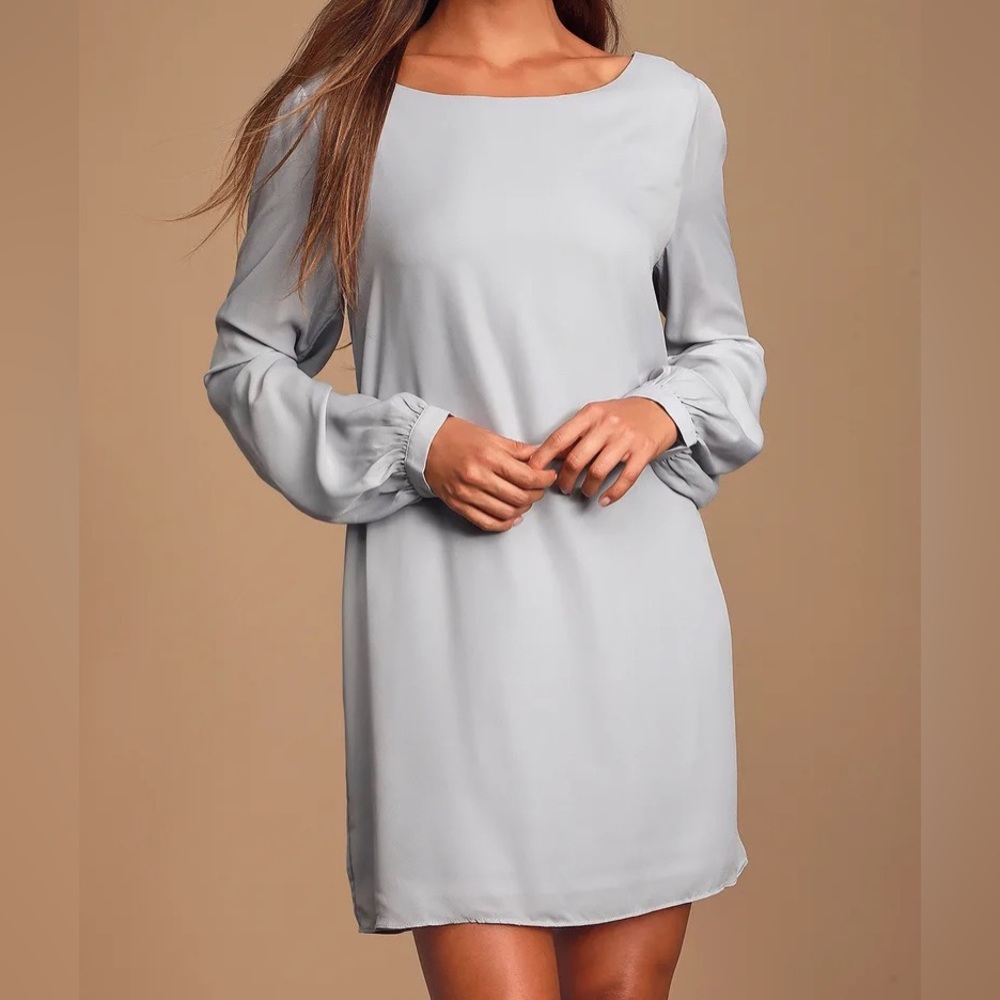 Lulus Status Update Light Grey Shift Dress